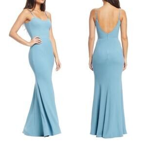 Dress the Population Jodi Formal Mermaid Dress Blue Grey Size Medium Sleeveless